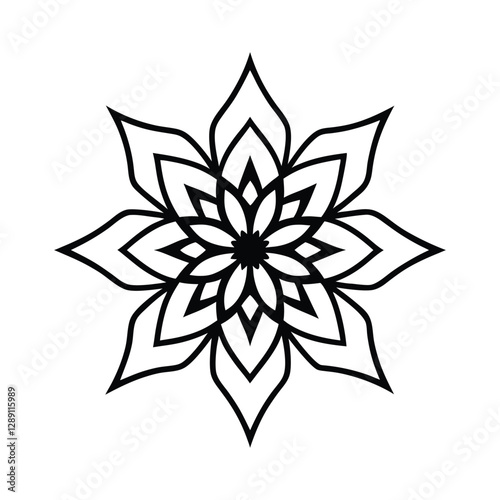 Floral outline circular mandala pattern