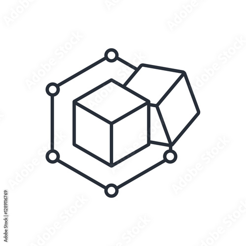 Blockchain icons isolated on White Background. Flat style design