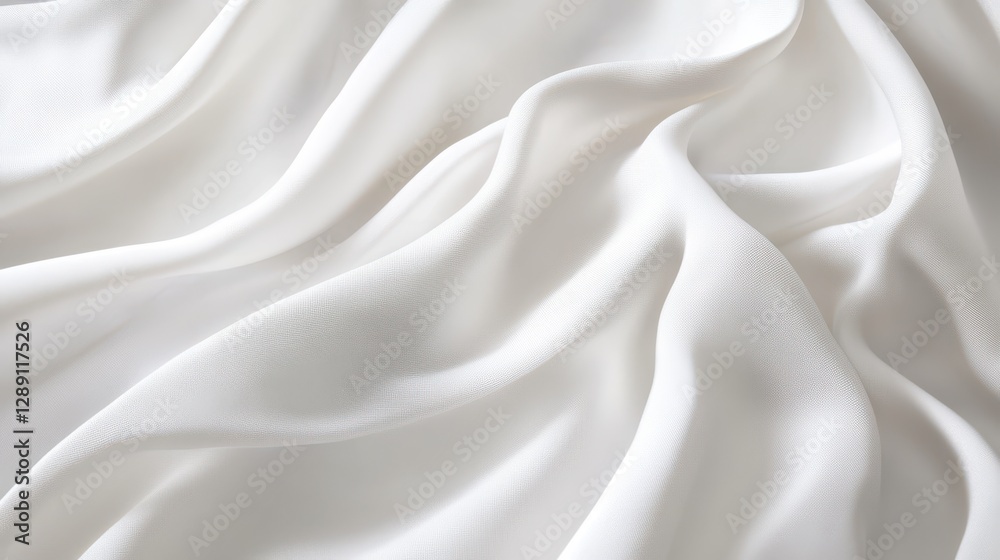 Fototapeta premium Gentle folds of smooth, white fabric creating a serene and elegant texture.