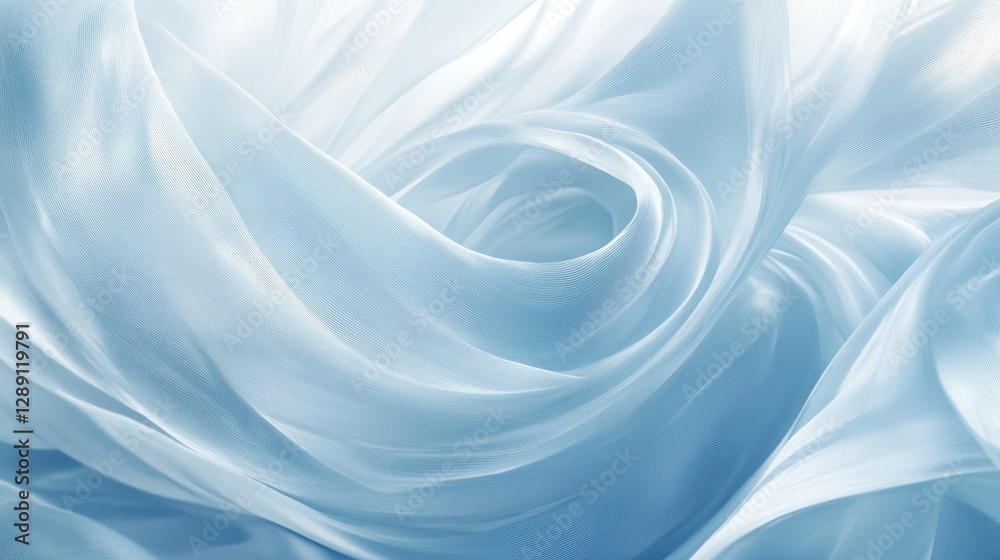 Obraz premium A serene swirl of soft blue fabric, creating a tranquil and dreamy atmosphere with delicate textures and light play.