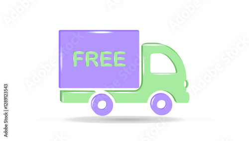 Free shipping car. Isolated illustration on a white background. Simple, minimalistic style. 3d effect. The EPS10 vector.