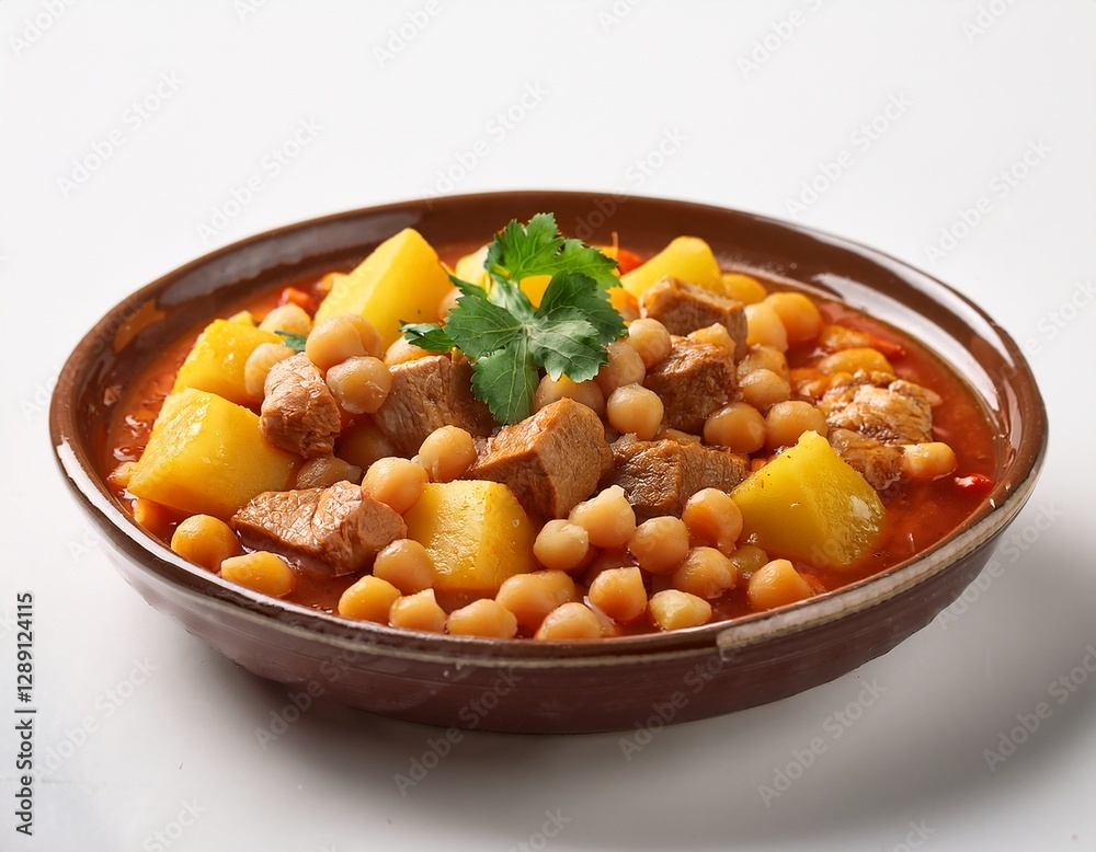 Fotografía de estudio profesional de un plato de estofado, garbanzos, cubos de carne, patata de fondo blanco, 4k, ultra realista, foto en primer plano
Fotografía de estudio profesional de un plato de estofado, garbanzos, cubos de carne, patata de fondo blanco, 4k, ultra realista, foto en primer plano