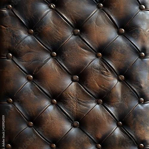 Dark Tufted Leather Texture Pattern with Diamond Grid Design