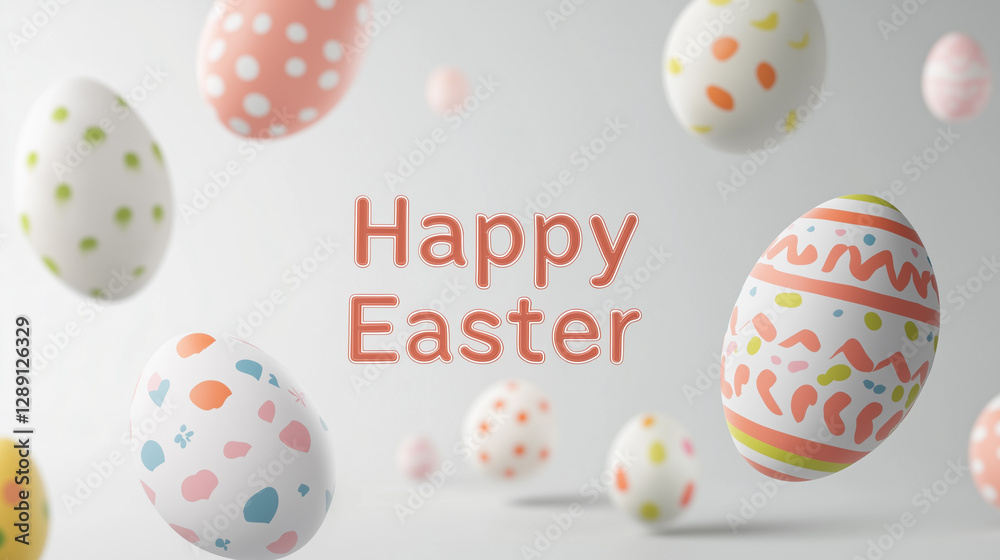A collection of painted easter eggs celebrating a Happy Easter template A collection of painted easter eggs celebrating a Happy Easter template