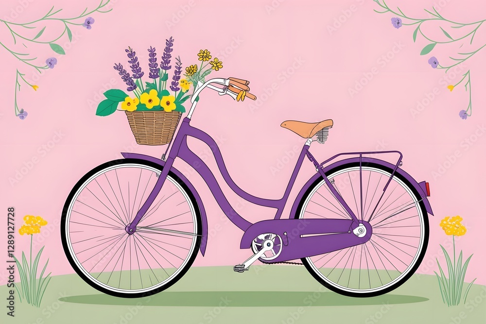 Fototapeta premium Bicycle With Flowers. 