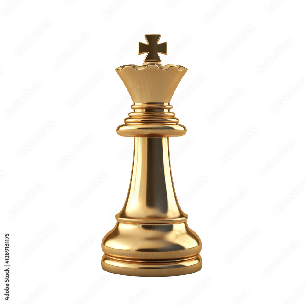 Golden chess king piece with cross on top, symbolizing strategy and power. Perfect for game enthusiasts and design projects Golden chess king piece with cross on top, symbolizing strategy and power. Perfect for game enthusiasts and design projects