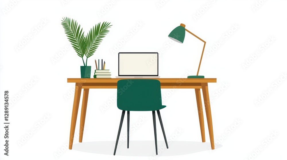 Fototapeta premium Enhance productivity stylish minimal home office inspiration in a flat for teleworking