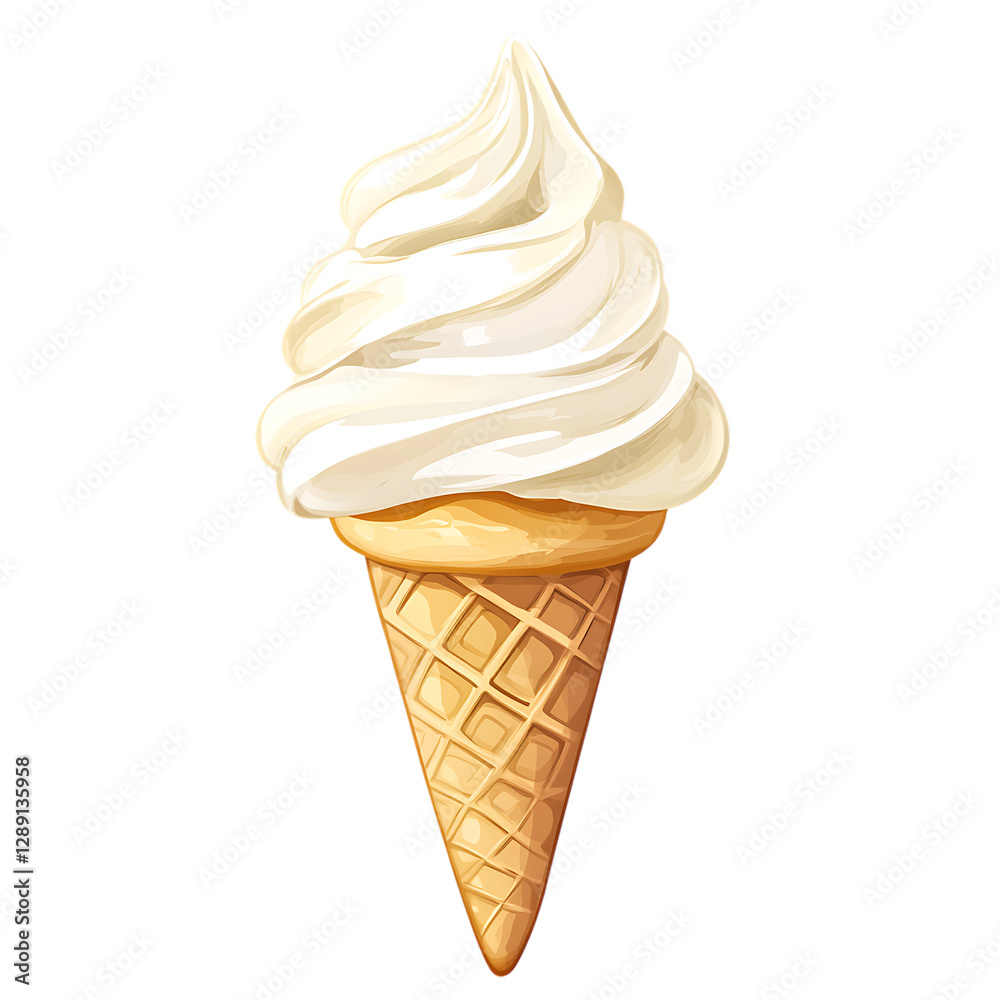 Vanilla ice cream in a cone isolated on a white background. Vanilla ice cream in a cone isolated on a white background.
