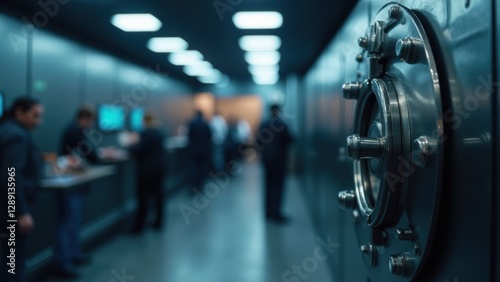 Wallpaper Mural Group of people are standing in a room with a large metal door Torontodigital.ca