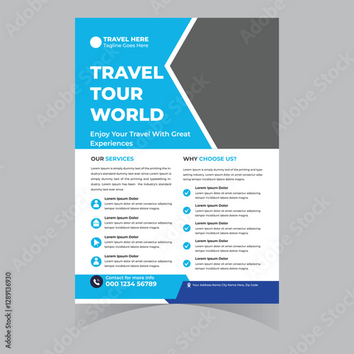 Travel and travel agency flyer banner poster brochure vector template design modern professional