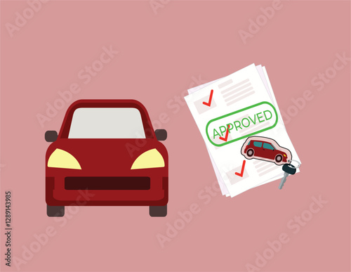 Car approved loan with automobile icon