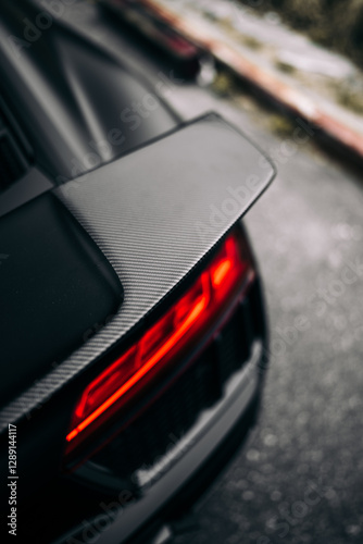 Brake light on a black car