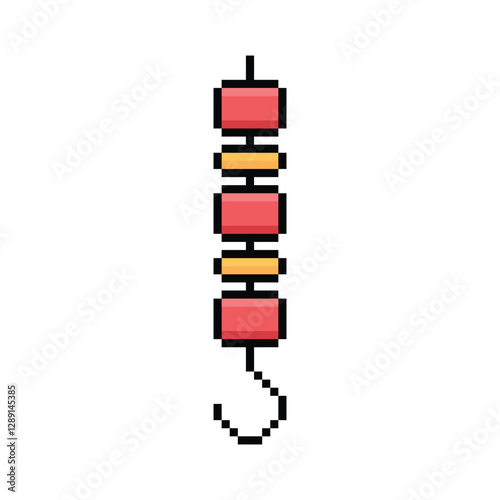  pixel barbecue icon vector  pixel art grilled food for 8 bit game