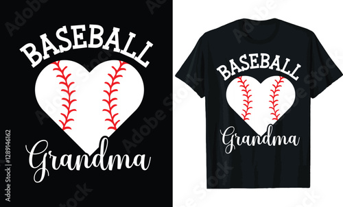 Baseball Grandma Heart T-Shirt Design