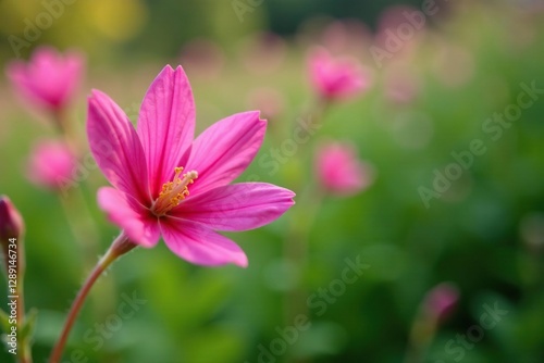 Pink flowering raceme of Clarkia bottae in springtime, nature, Transverse Ranges, raceme inflorescences
