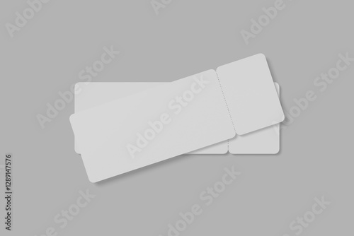 Blank ticket for mock up design or design presentation. 3d render illustration