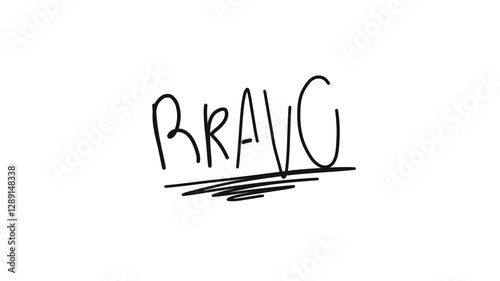 bravo text handwritten on white background video