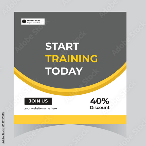 Gym and fitness bodybuilding sport athletic social media post design and web banner square flyer