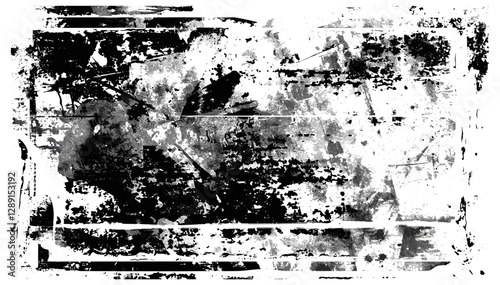 Vector grunge abstract background asset with distressed photocopy texture on transparent background, old paper effect, worn-out overlay, vintage noise, artistic ink, grunge art