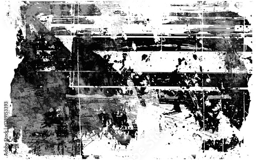 Abstract grunge vector background with distressed photocopy-style texture on transparent background, rough overlay, vintage noise, messy ink, scratch effect, artistic worn texture