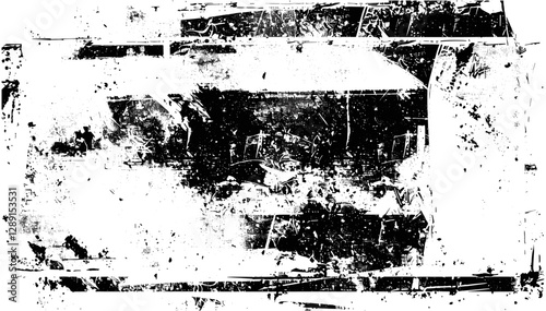 Abstract grunge vector texture with distressed photocopy-style background on transparent background, high-quality overlay, artistic worn texture, vintage noise, messy ink