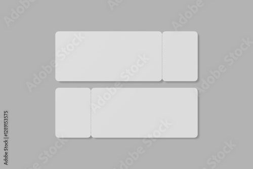 Blank ticket for mock up design or design presentation. 3d render illustration