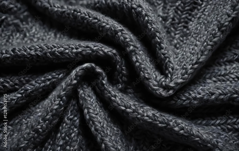 Fototapeta premium A close-up of a dark grey knitted blanket made of merino wool