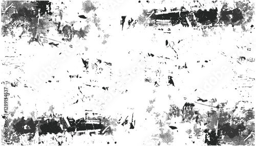 Grayscale abstract grunge vector background with heavily distressed texture, rough surface, scratched pattern, vintage, artistic overlay, urban wall effect, high-resolution illustration