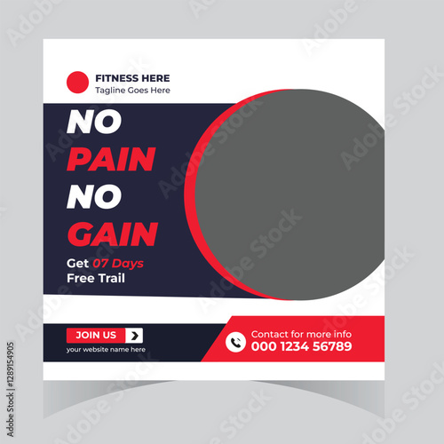 Gym and fitness bodybuilding sport athletic social media post design and web banner square flyer