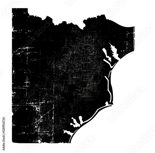 Black grunge stamp style Arizona state map vector, isolated on transparent background, vintage USA symbol, distressed texture, rustic illustration, emblem design, old map effect