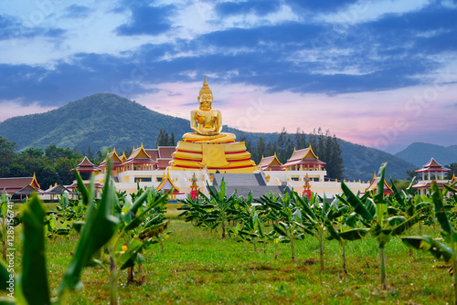 Majestic huay mongkol temple amidst lush greenery in hua hin, thailand photo