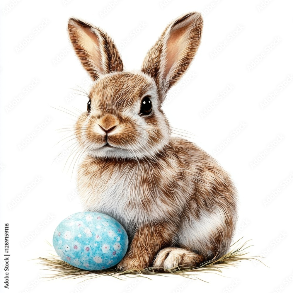 Obraz premium bunny with easter egg isolated on white background