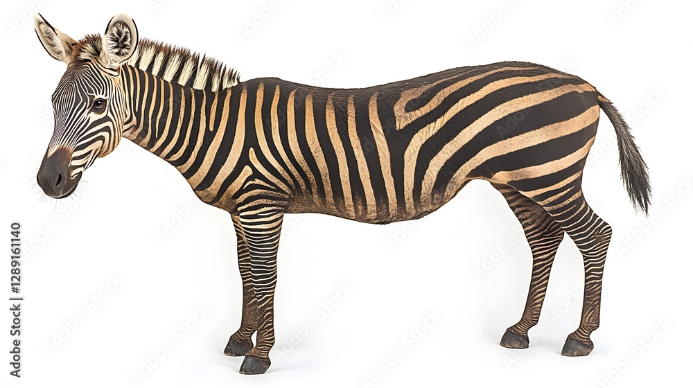 Fototapeta premium Zebra Standing Gracefully with Striking Black and White Stripes in Its Natural Habitat