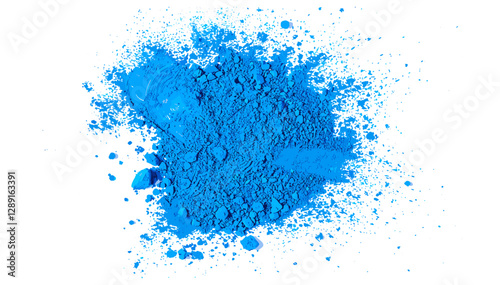 Blue pigment powder, vector paint, isolated on transparent background, PNG, abstract color splash, artistic dust explosion, fine powder burst, decorative blue dust, ink powder cloud