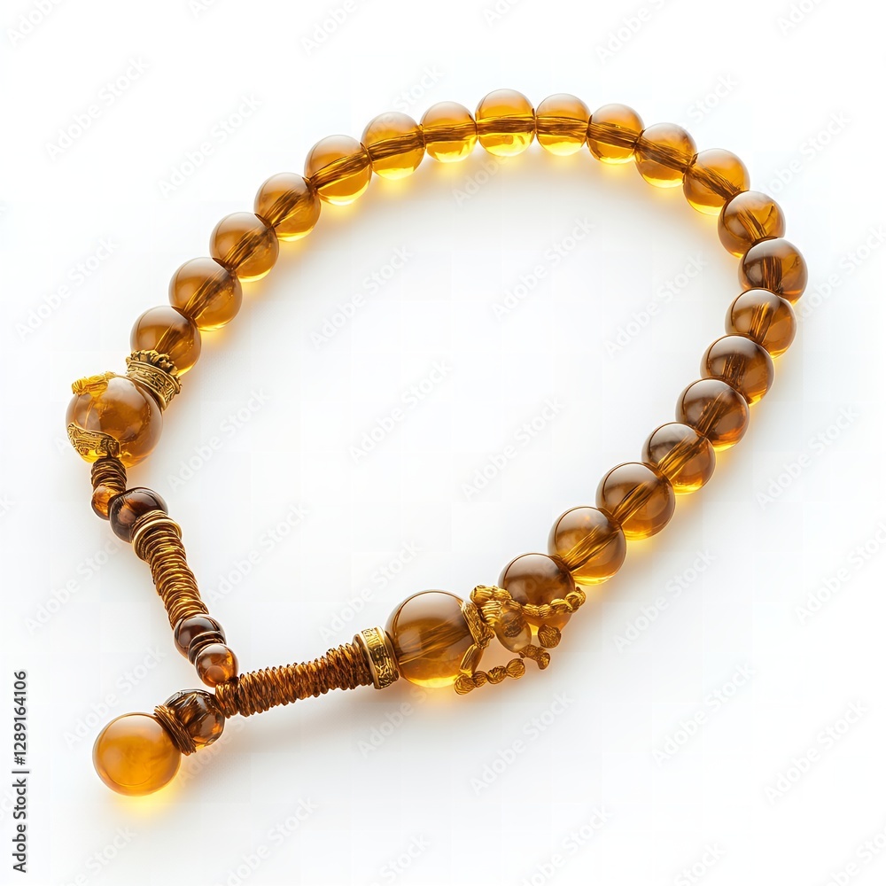 Obraz premium Elegant Amber Prayer Beads Spiritual Jewelry with Golden Accents