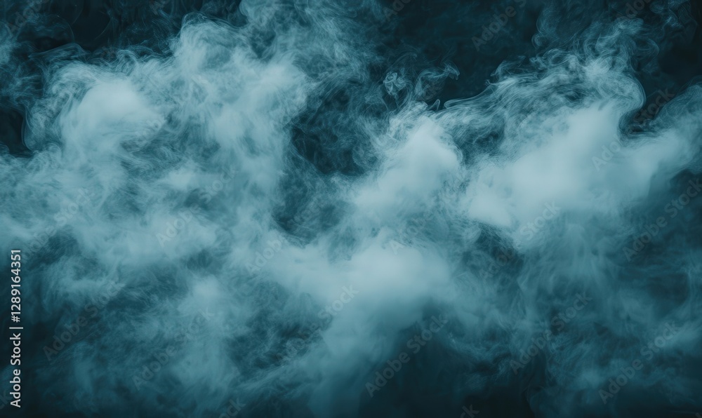 Abstract image of teal and white smoke clouds against a dark background. Ethereal and mysterious mood Abstract image of teal and white smoke clouds against a dark background. Ethereal and mysterious mood