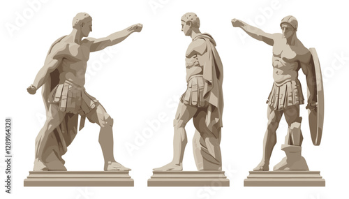 Borghese Gladiator vector, classical sculpture, ancient Roman statue, Greek warrior art, isolated on transparent background, antique marble artwork, historical sculpture, famous statue