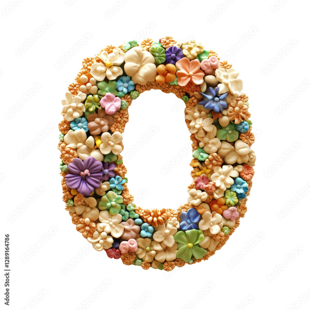 Letter shaped arrangement of colorful flowers on a light background for decorative purposes isolated on transparent background.. Letter shaped arrangement of colorful flowers on a light background for decorative purposes isolated on transparent background..