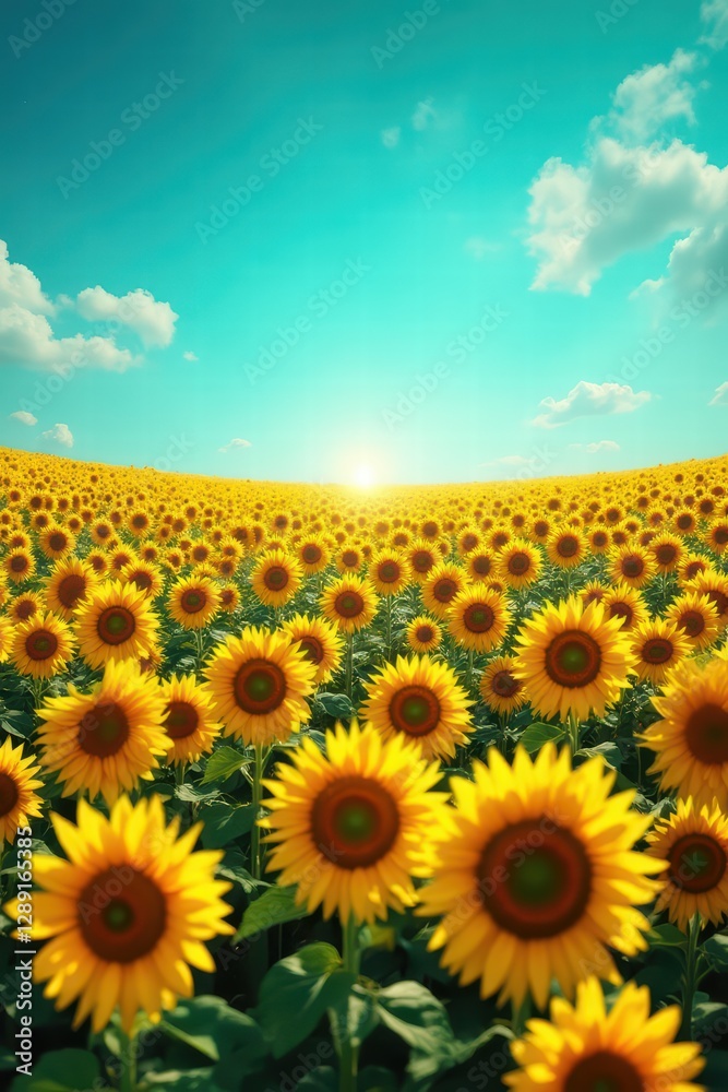 Fototapeta premium field of sunflowers spring 