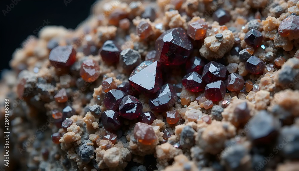 Garnet crystals embedded in natural rock showcasing geological beauty and mineral diversity
