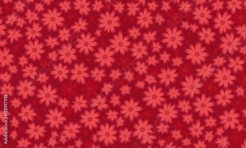 Red floral seamless pattern. Colored flowers background. Doodle floral pattern with red flowers. Red, black color fancy floral pattern. For invitation, bridal, wedding, wallpaper.