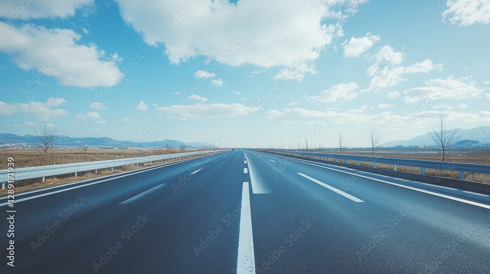 Fototapeta premium In the evening, the traffic on the highway passing through the mountainous area is like weaving