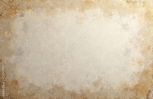 Beige wall background with weathered worn splotches. Subtle gold accents, patches of white, rustic vintage themes, plain light backdrop. Abstract stains, spots, smudge flecks texture for presentation