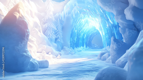 Wallpaper Mural tunnels with lights and sparkling walls of ice Torontodigital.ca