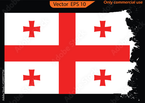 Flag of Georgia. Silhouette of Georgia. National symbol. Georgia national flag. Eps 10.