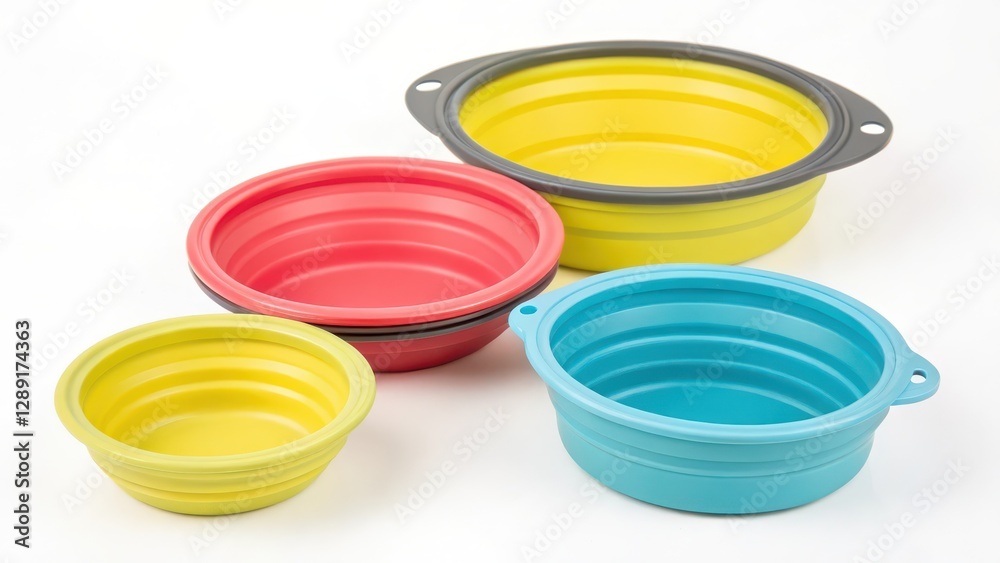 Collapsible Silicone Pet Bowls on White Background Collapsible Silicone Pet Bowls on White Background