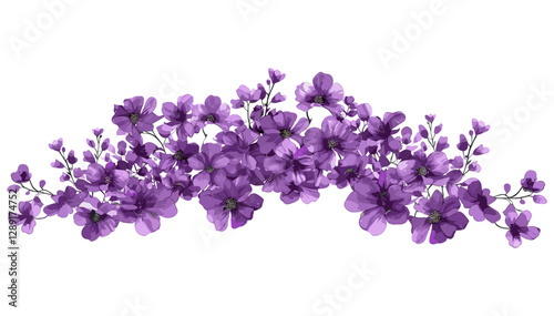 Vector Purple Flower Cluster, Dense Bloom, Floral Pattern, Spring Blossom, Botanical Garden, Wildflower, Nature Art, Decorative Petals, Vivid Bloom, Elegant Floral,