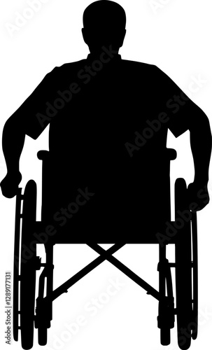 Vektor Silhouette Körper Mann im Rollstuhl - Front Ansicht von vorne