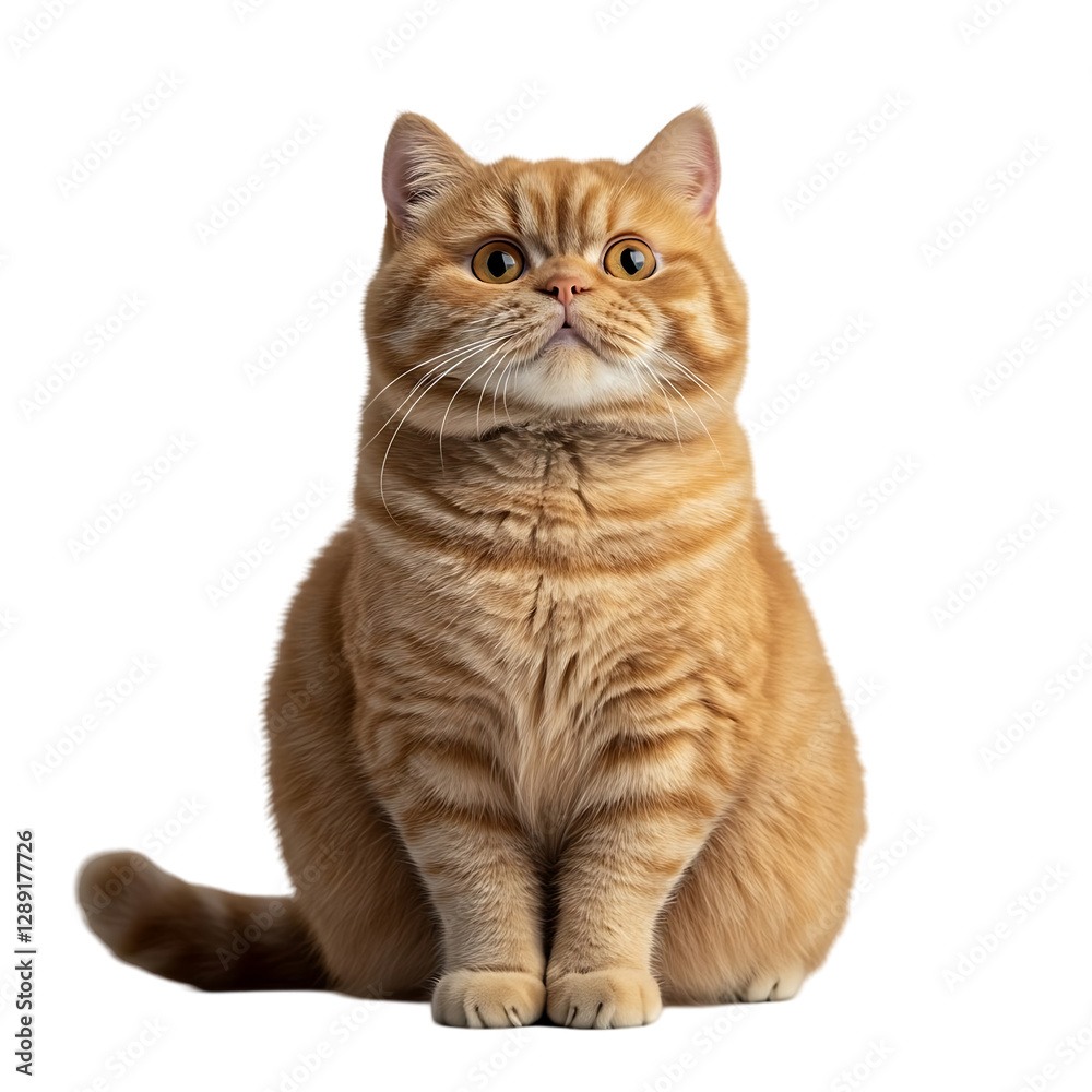 Adorable ginger cat sitting, looking up. Adorable ginger cat sitting, looking up.
