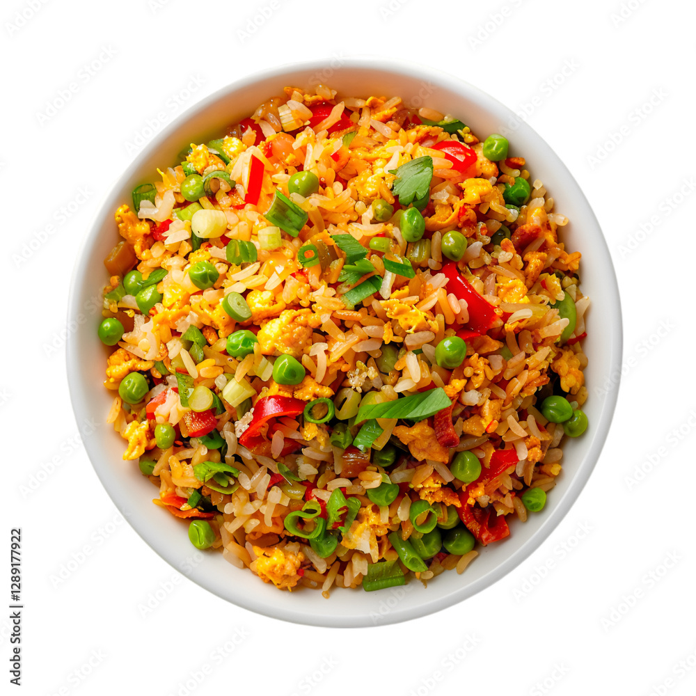 Delicious Egg Fried Rice with Vegetables in Bowl Delicious Egg Fried Rice with Vegetables in Bowl